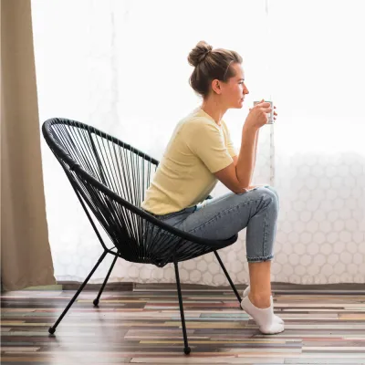 Ratanové záhradné kreslo SPRINGOS LOA GF0085 čierne