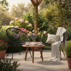 Ratanové záhradné kreslo SPRINGOS LOA GF0085 čierne