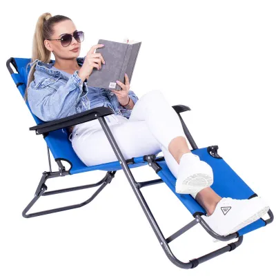 Záhradné polohovacie kreslo SPRINGOS RELAX svetlo modré