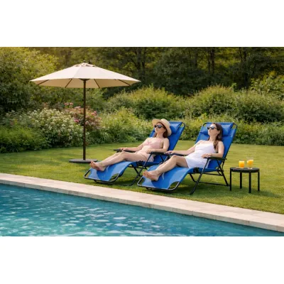 Záhradné polohovacie kreslo SPRINGOS RELAX svetlo modré