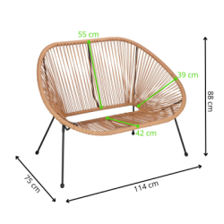 Ratanová záhradná pohovka SPRINGOS LOA GF0087 hnedá