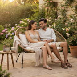 Ratanová záhradná pohovka SPRINGOS LOA GF0087 hnedá