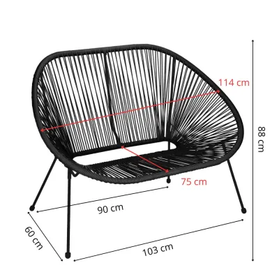 Ratanová záhradná pohovka SPRINGOS LOA GF0088 čierna
