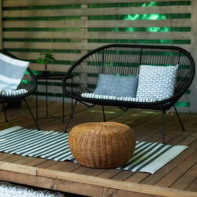 Ratanová záhradná pohovka SPRINGOS LOA GF0088 čierna