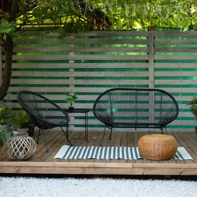 Ratanová záhradná pohovka SPRINGOS LOA GF0088 čierna