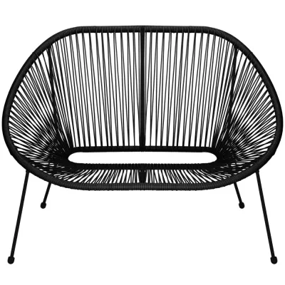 Ratanová záhradná pohovka SPRINGOS LOA GF0088 čierna