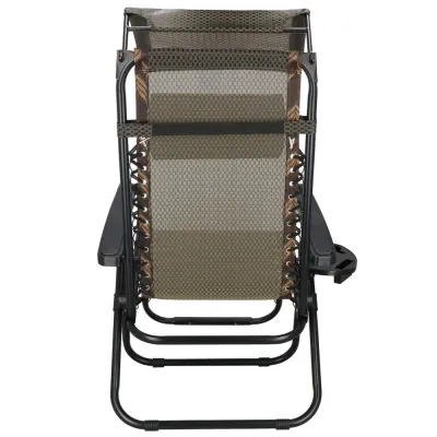 Záhradné polohovacie kreslo so strieškou SPRINGOS ZERO GRAVITY čierno-hnedé
