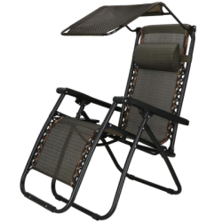 Záhradné polohovacie kreslo so strieškou SPRINGOS ZERO GRAVITY čierno-hnedé