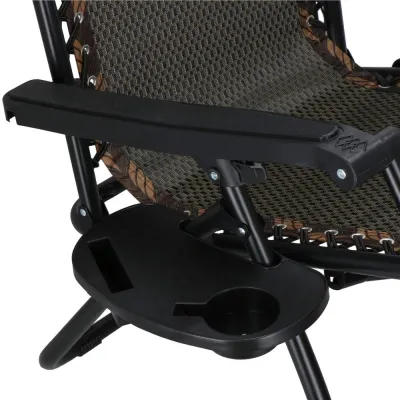 Záhradné polohovacie kreslo so strieškou SPRINGOS ZERO GRAVITY čierno-hnedé