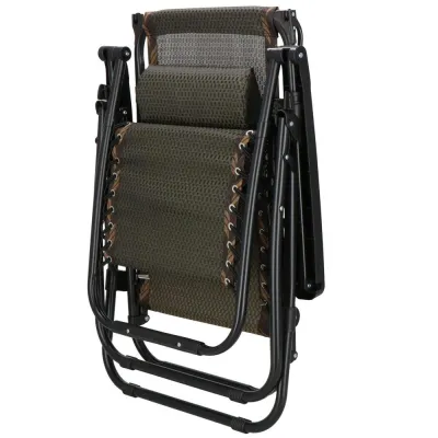 Záhradné polohovacie kreslo so strieškou SPRINGOS ZERO GRAVITY čierno-hnedé