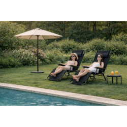 Záhradné polohovacie kreslo SPRINGOS RELAX čierne