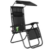 Záhradné polohovacie kreslo so strieškou SPRINGOS ZERO GRAVITY čierne