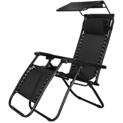 Záhradné polohovacie kreslo so strieškou SPRINGOS ZERO GRAVITY čierne