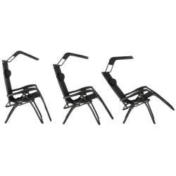 Záhradné polohovacie kreslo so strieškou SPRINGOS ZERO GRAVITY čierne