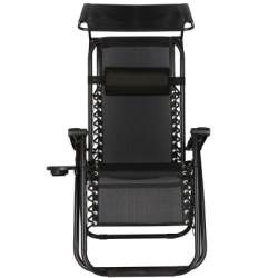 Záhradné polohovacie kreslo so strieškou SPRINGOS ZERO GRAVITY čierne