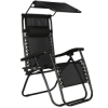 Záhradné polohovacie kreslo so strieškou SPRINGOS ZERO GRAVITY čierne