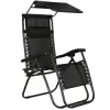 Záhradné polohovacie kreslo so strieškou SPRINGOS ZERO GRAVITY čierne