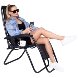 Záhradné polohovacie kreslo SPRINGOS ZERO GRAVITY čierne