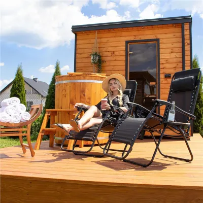 Záhradné polohovacie kreslo SPRINGOS ZERO GRAVITY čierne