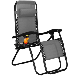 Záhradné polohovacie kreslo SPRINGOS ZERO GRAVITY svetlo šedé
