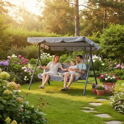 Záhradná hojdačka SPRINGOS GRACE 3-miestna, šedá