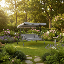 Záhradná hojdačka SPRINGOS GRACE 3-miestna, šedá