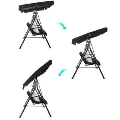 Záhradná hojdačka 3-miestna, čierna SPRINGOS LUNA