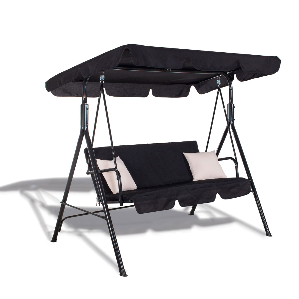 Záhradná hojdačka 3-miestna, čierna SPRINGOS LUNA