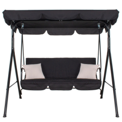 Záhradná hojdačka 3-miestna, čierna SPRINGOS LUNA