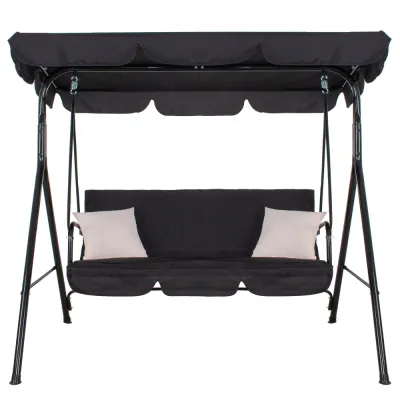 Záhradná hojdačka 3-miestna, čierna SPRINGOS LUNA