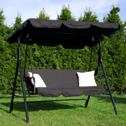 Záhradná hojdačka 3-miestna, čierna SPRINGOS LUNA