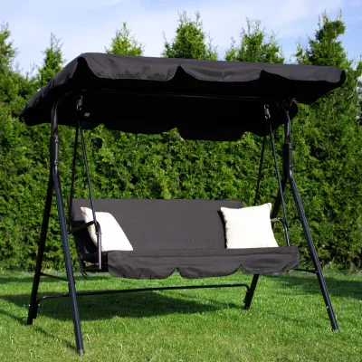 Záhradná hojdačka 3-miestna, čierna SPRINGOS LUNA