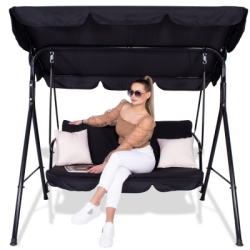 Záhradná hojdačka 3-miestna, čierna SPRINGOS LUNA