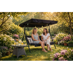 Záhradná hojdačka 3-miestna, čierna SPRINGOS LUNA