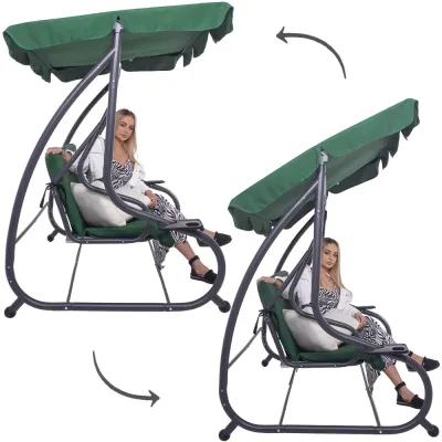 Záhradná hojdačka 4-miestna, zelená SPRINGOS VENEZIA