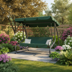 Záhradná hojdačka 4-miestna, zelená SPRINGOS VENEZIA