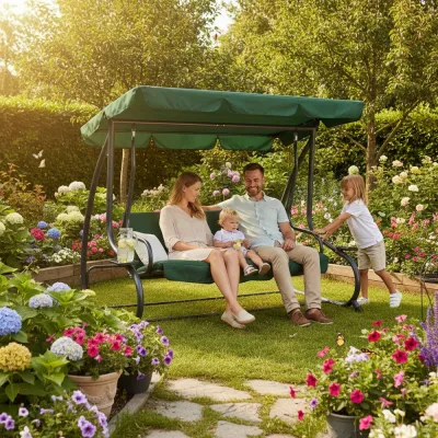 Záhradná hojdačka 4-miestna, zelená SPRINGOS VENEZIA