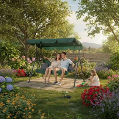 Záhradná hojdačka 3-miestna, zelená SPRINGOS LUNA