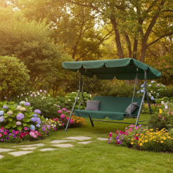 Záhradná hojdačka 3-miestna, zelená SPRINGOS LUNA