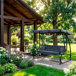Záhradná hojdačka SPRINGOS LINDA 4-miestna, šedá