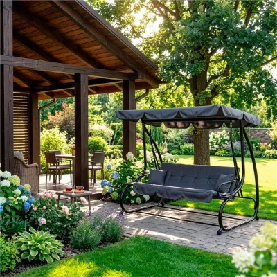 Záhradná hojdačka SPRINGOS LINDA 4-miestna, šedá