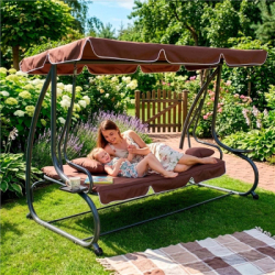 Záhradná hojdačka 4-miestna, hnedá SPRINGOS FLORIDA
