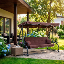 Záhradná hojdačka 4-miestna, hnedá SPRINGOS FLORIDA