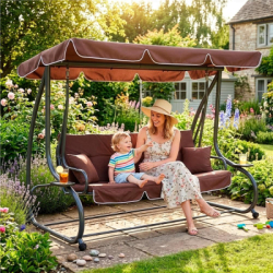 Záhradná hojdačka 4-miestna, hnedá SPRINGOS FLORIDA