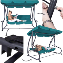 Záhradná hojdačka SPRINGOS VENEZIA 3-miestna tyrkysová