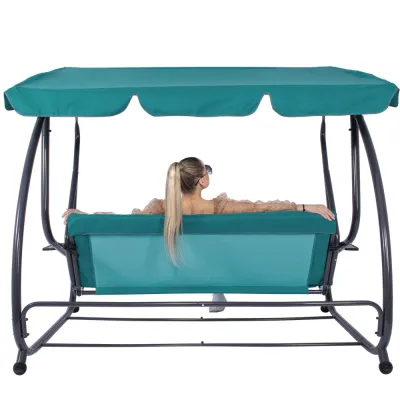 Záhradná hojdačka SPRINGOS VENEZIA 3-miestna tyrkysová