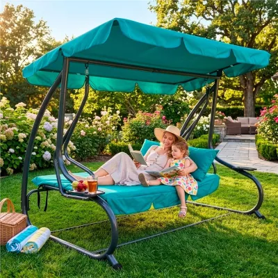 Záhradná hojdačka SPRINGOS VENEZIA 3-miestna tyrkysová