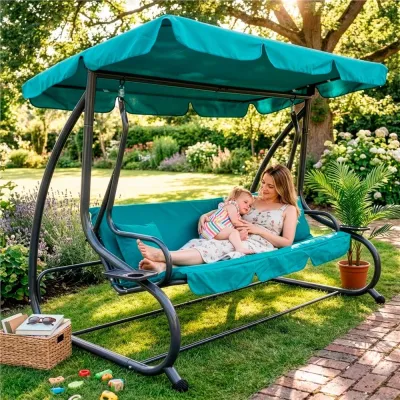 Záhradná hojdačka SPRINGOS VENEZIA 3-miestna tyrkysová