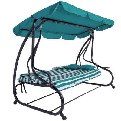 Záhradná hojdačka SPRINGOS MALIBU 4-miestna, zeleno-biela