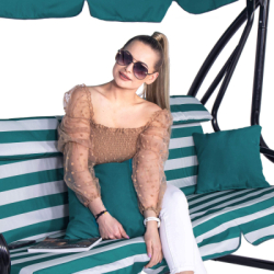 Záhradná hojdačka SPRINGOS MALIBU 4-miestna, zeleno-biela